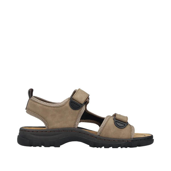 Rieker 25055-64 men's wide fit stone touch fastening sandals, adjustable straps, rugged sole, outdoor summer footwear.