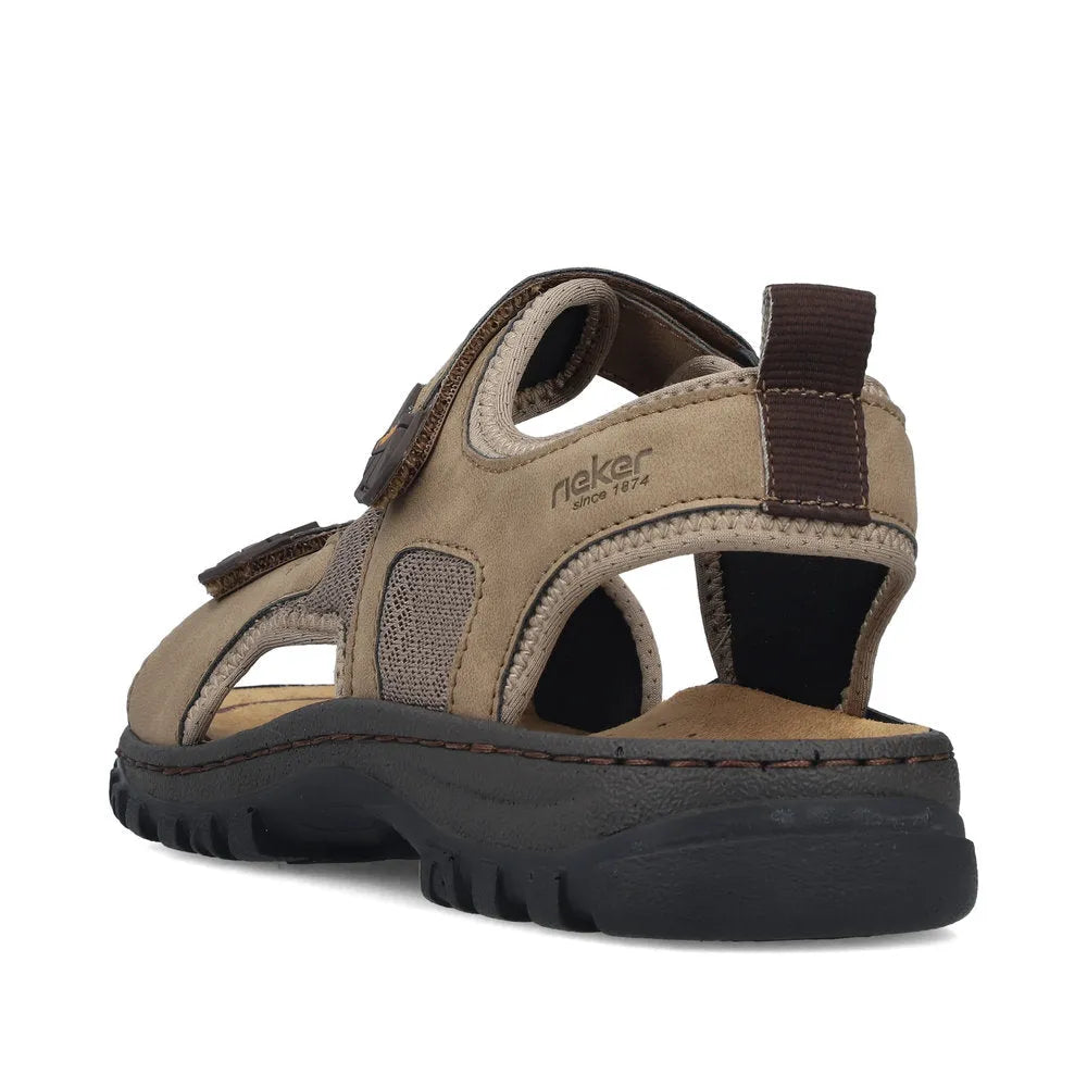 Rieker 25055-64 men's wide stone touch fastening sandals with cushioned footbed and durable rubber sole.