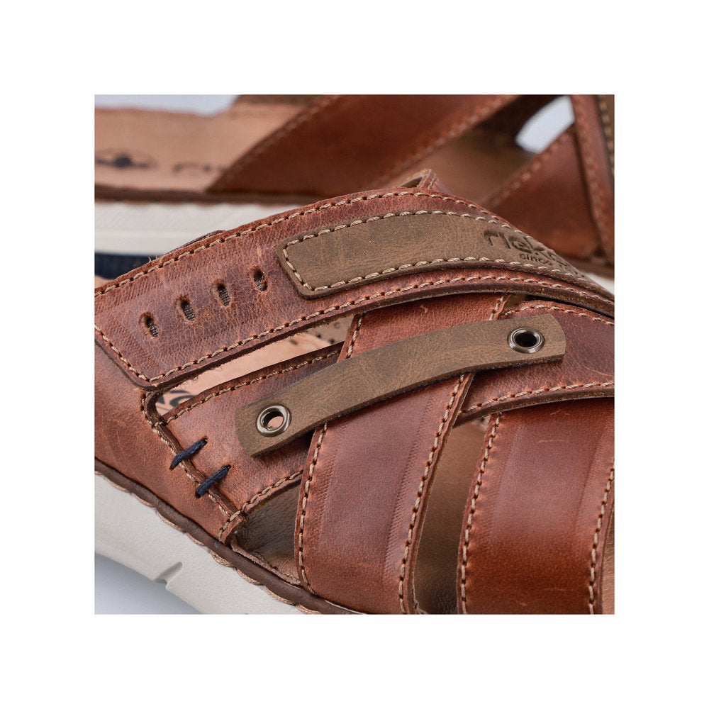 Rieker 25292-24 Mens Cognac Leather Slider Sandals-elevate your sole