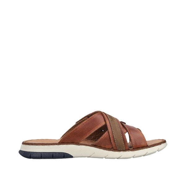 Rieker 25292-24 Mens Cognac Leather Slider Sandals-elevate your sole