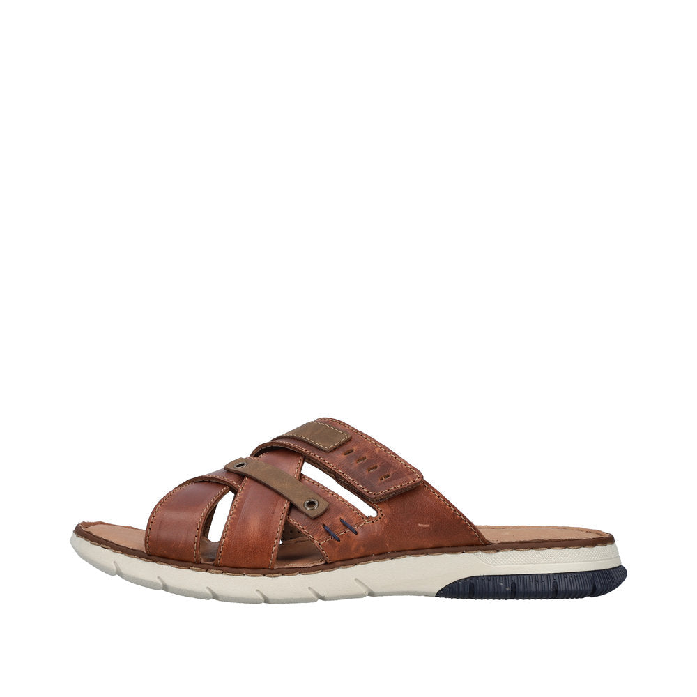 Rieker 25292-24 Mens Cognac Leather Slider Sandals-elevate your sole