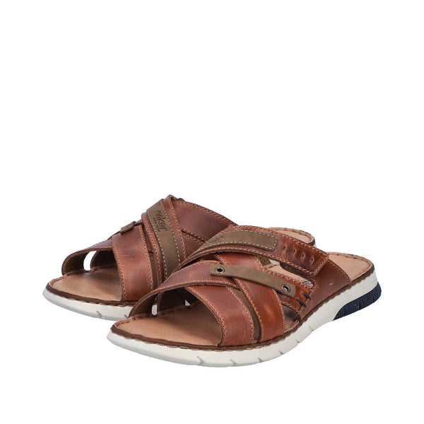 Rieker 25292-24 Mens Cognac Leather Slider Sandals-elevate your sole