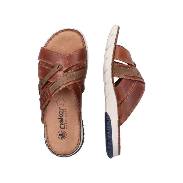 Rieker 25292-24 Mens Cognac Leather Slider Sandals-elevate your sole