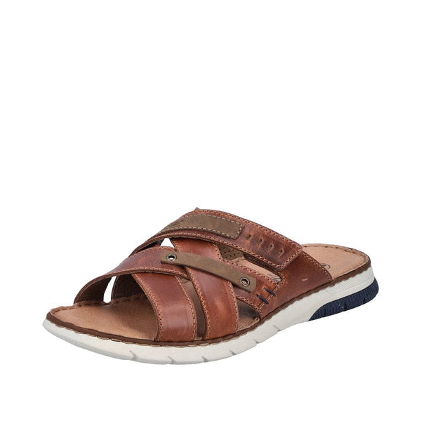 Rieker 25292-24 Mens Cognac Leather Slider Sandals-elevate your sole