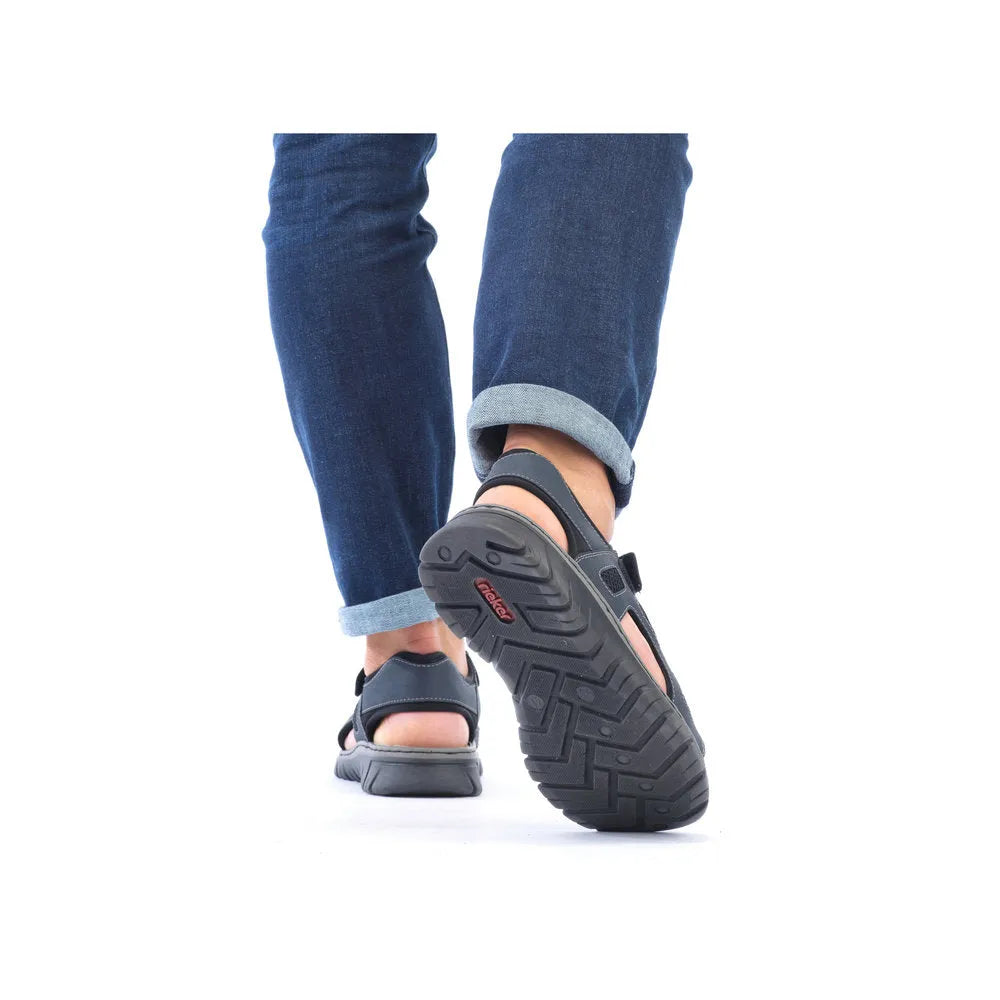 Rieker 26761-14 Mens Navy Touch Fastening Walking Sanda - elevate your sole