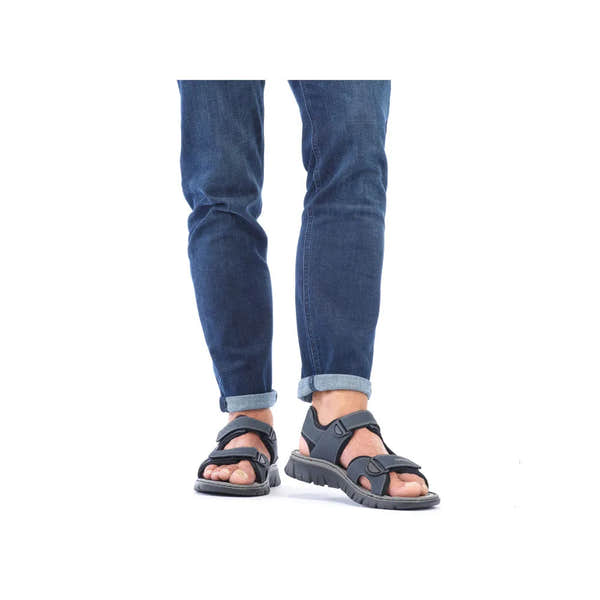Rieker 26761-14 Mens Navy Touch Fastening Walking Sanda - elevate your sole