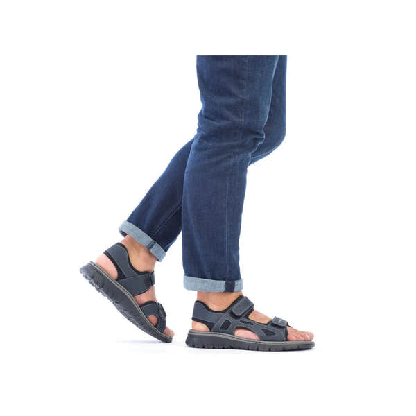 Rieker 26761-14 Mens Navy Touch Fastening Walking Sanda - elevate your sole