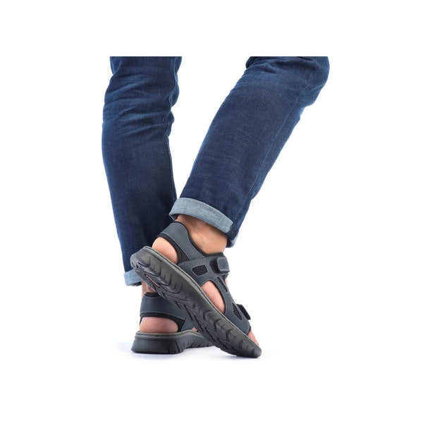 Rieker 26761-14 Mens Navy Touch Fastening Walking Sanda - elevate your sole