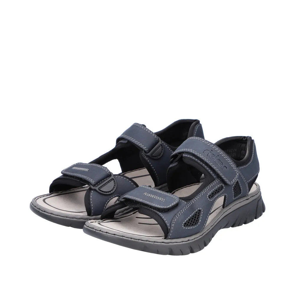 Rieker 26761-14 Mens Navy Touch Fastening Walking Sanda - elevate your sole