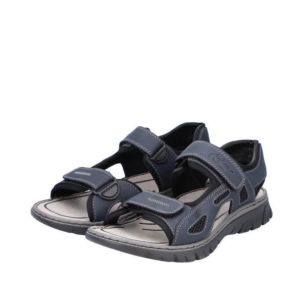Rieker 26761-14 Mens Navy Touch Fastening Walking Sanda - elevate your sole