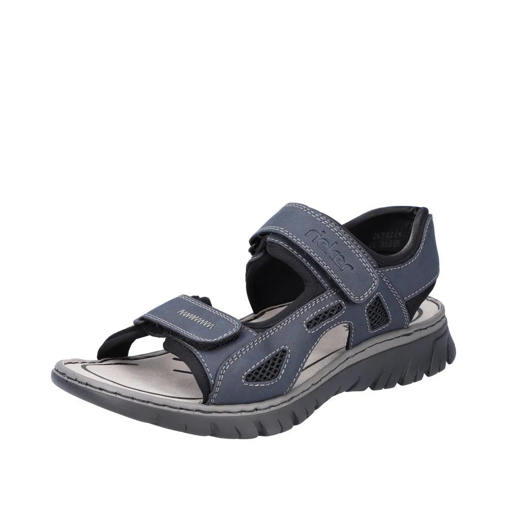 Rieker 26761-14 Mens Navy Touch Fastening Walking Sanda - elevate your sole