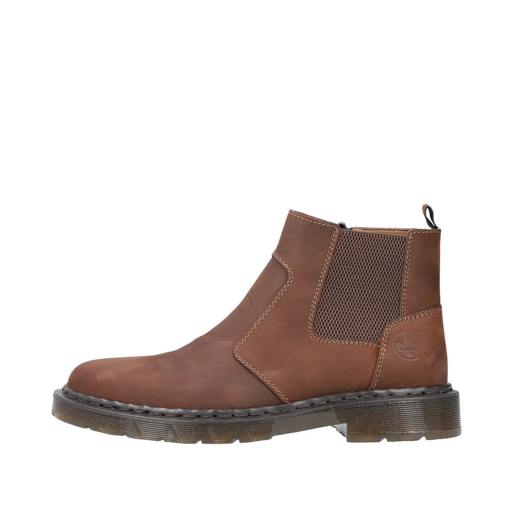 Rieker 31650-23 Mens Brown Side Zip Ankle Boots-elevate your sole