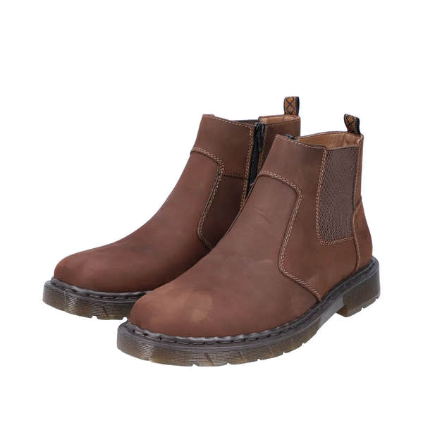 Rieker 31650-23 Mens Brown Side Zip Ankle Boots-elevate your sole