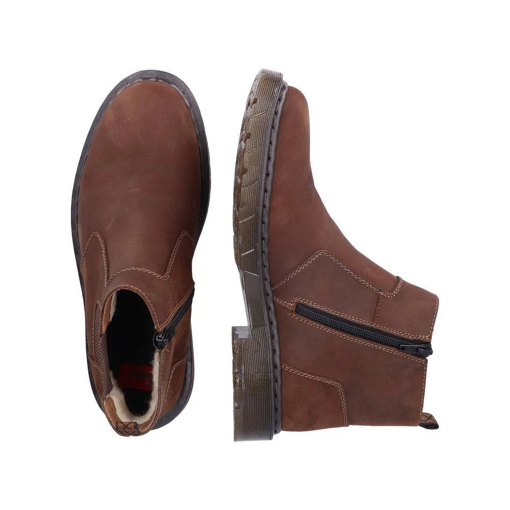Rieker 31650-23 Mens Brown Side Zip Ankle Boots-elevate your sole
