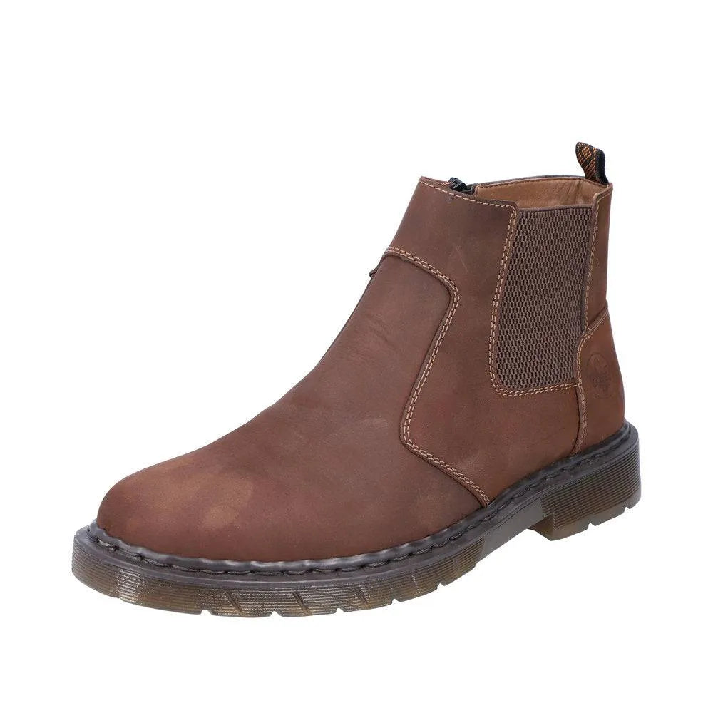Rieker 31650-23 Mens Brown Side Zip Ankle Boots-elevate your sole