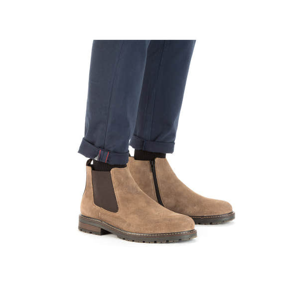 Rieker 32051-64 Mens Beige Suede Side Zip Ankle Boots-elevate your sole
