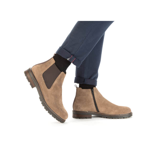 Rieker 32051-64 Mens Beige Suede Side Zip Ankle Boots-elevate your sole