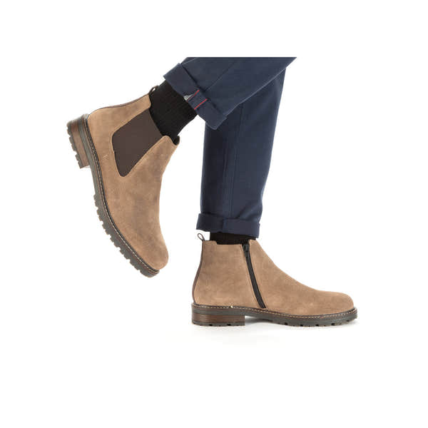 Rieker 32051-64 Mens Beige Suede Side Zip Ankle Boots-elevate your sole