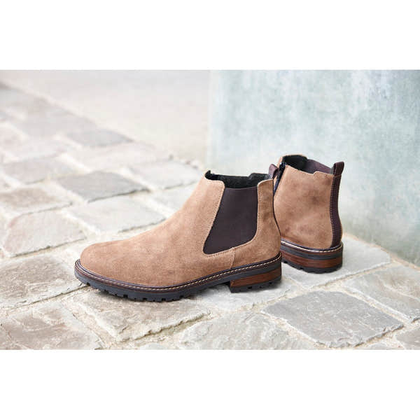 Rieker 32051-64 Mens Beige Suede Side Zip Ankle Boots-elevate your sole