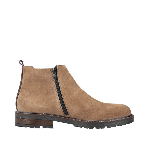 Rieker 32051-64 Mens Beige Suede Side Zip Ankle Boots-elevate your sole