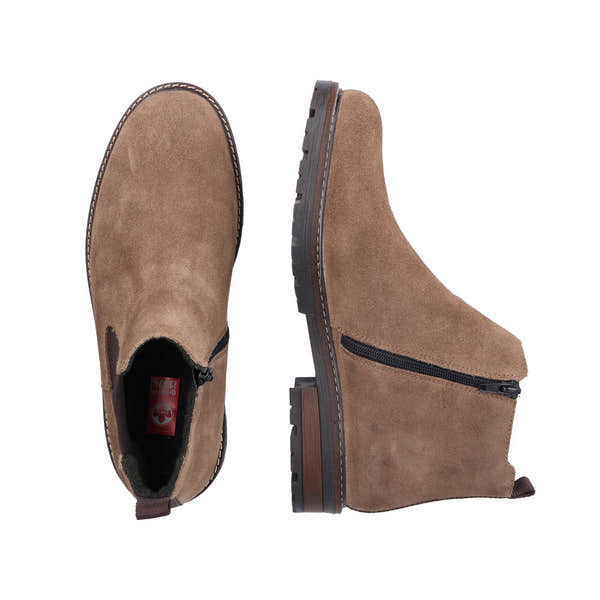 Rieker 32051-64 Mens Beige Suede Side Zip Ankle Boots-elevate your sole