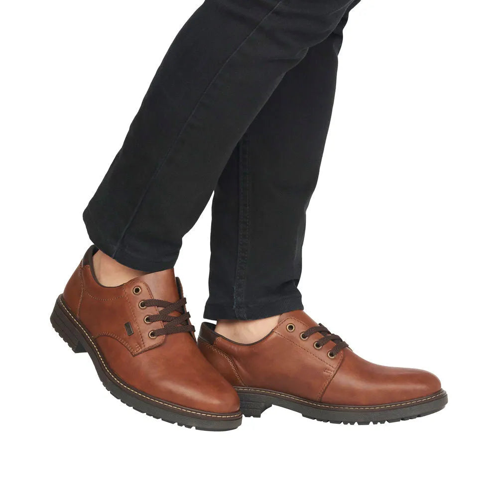 Rieker 33101-24 Mens Brown Leather Water Resistant Lace Up Shoes-elevate your sole
