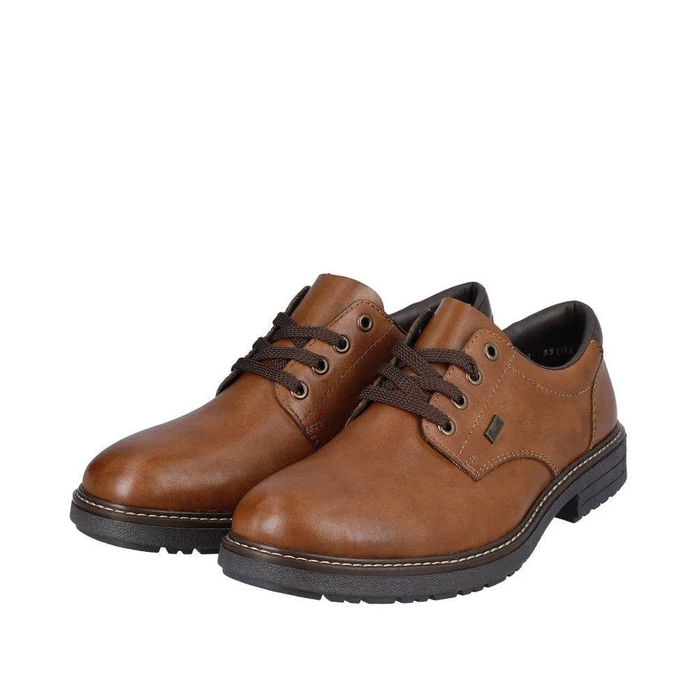 Rieker 33101-24 Mens Brown Leather Water Resistant Lace Up Shoes-elevate your sole