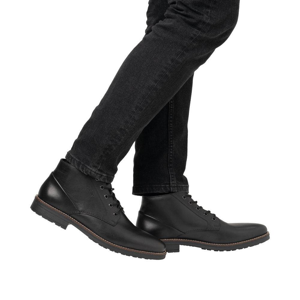 Rieker 33207-00 Mens Black Leather Lace Up Ankle Boots-elevate your sole