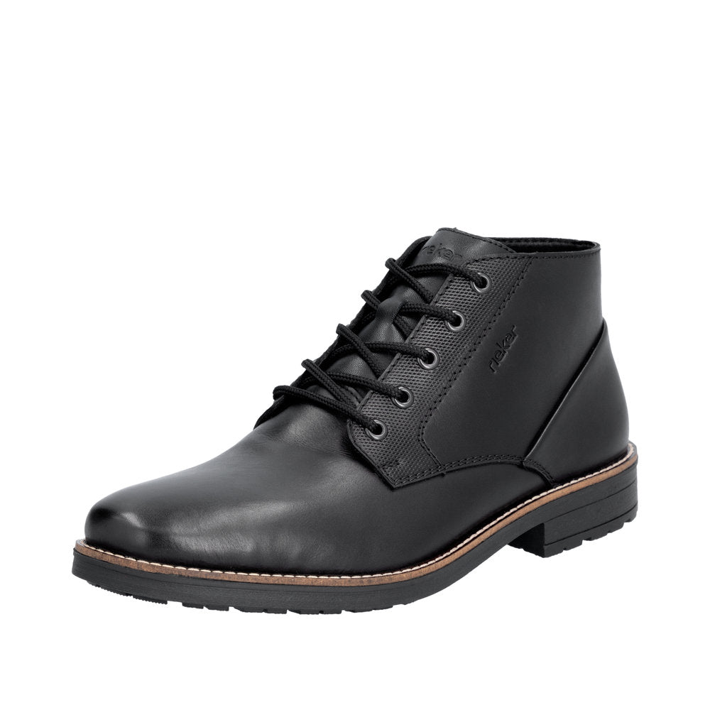 Rieker 33207-00 Mens Black Leather Lace Up Ankle Boots-elevate your sole
