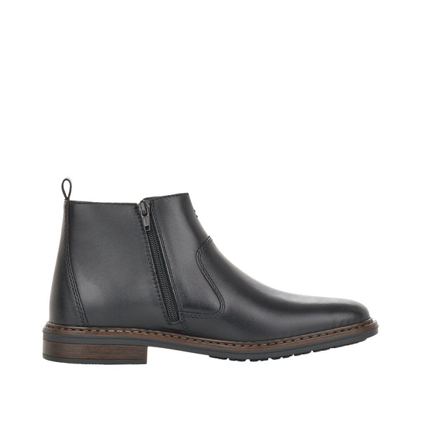 Rieker 37662-00 Mens Wide Black Leather Side Zip Ankle Boots-elevate your sole