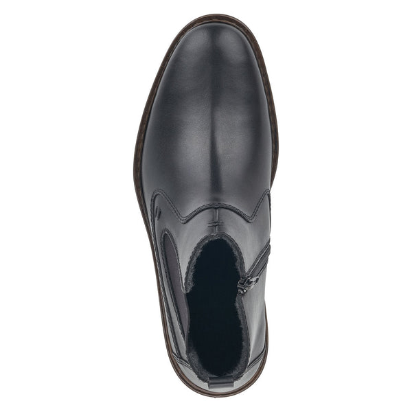 Rieker 37662-00 Mens Wide Black Leather Side Zip Ankle Boots-elevate your sole