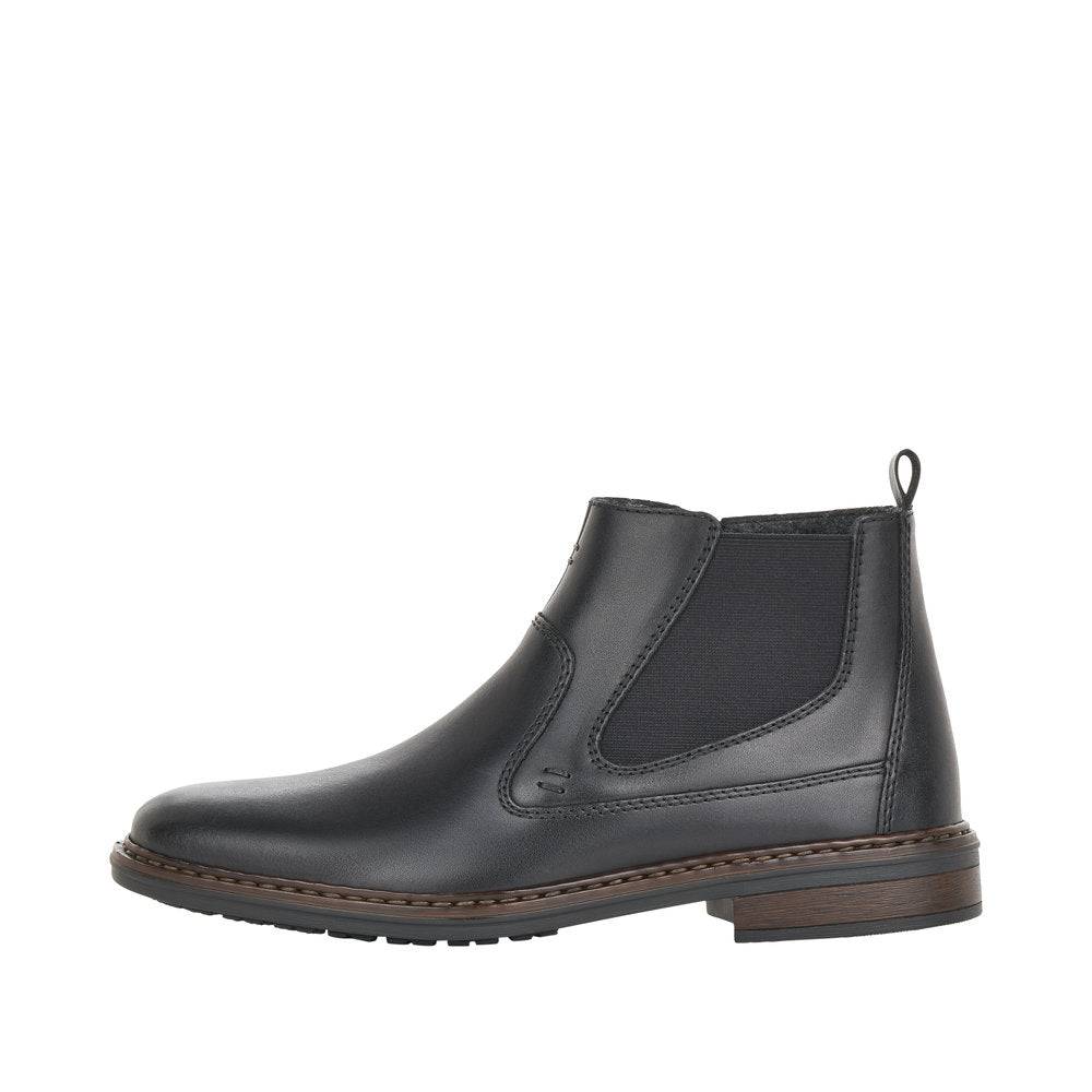 Rieker 37662-00 Mens Wide Black Leather Side Zip Ankle Boots-elevate your sole
