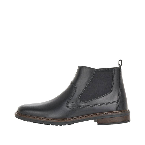 Rieker 37662-00 Mens Wide Black Leather Side Zip Ankle Boots-elevate your sole