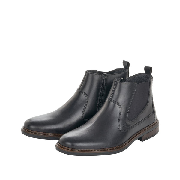 Rieker 37662-00 Mens Wide Black Leather Side Zip Ankle Boots-elevate your sole