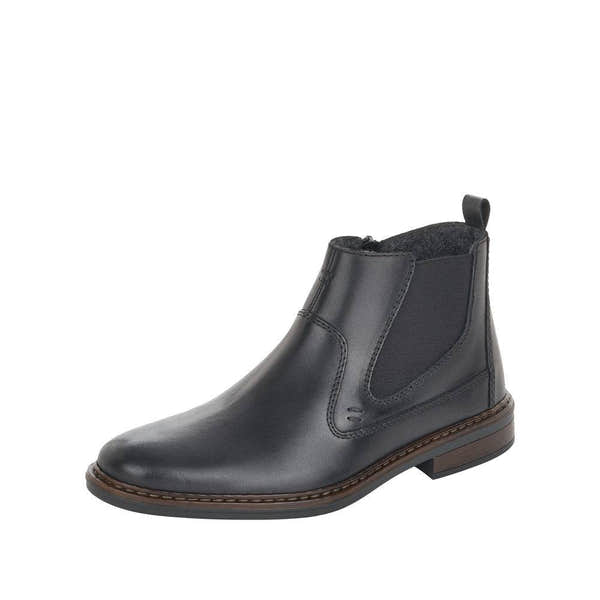 Rieker 37662-00 Mens Wide Black Leather Side Zip Ankle Boots-elevate your sole