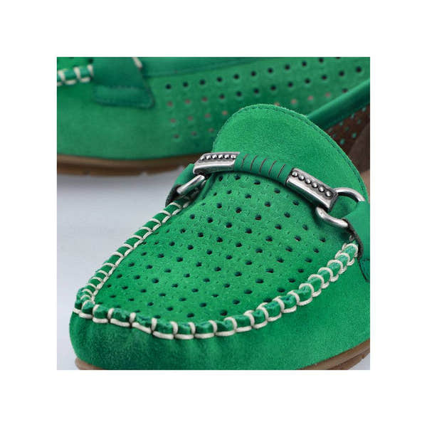 Rieker 40253-54 Ladies Green Leather Slip On Loafers-elevate your sole