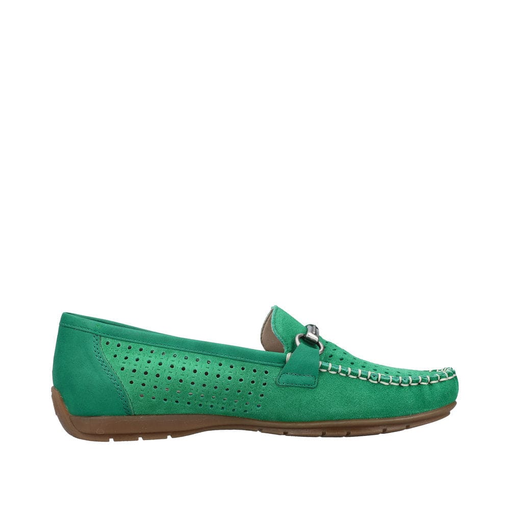 Rieker 40253-54 Ladies Green Leather Slip On Loafers-elevate your sole