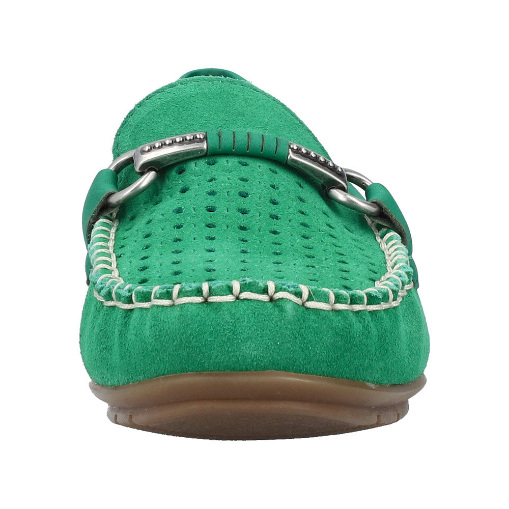Rieker 40253-54 Ladies Green Leather Slip On Loafers-elevate your sole