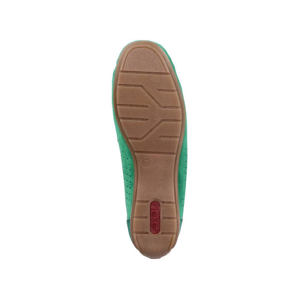 Rieker 40253-54 Ladies Green Leather Slip On Loafers-elevate your sole