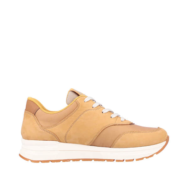 Rieker 40801-68 Ladies Butterscotch Leather & Textile Lace Up Trainers-elevate your sole