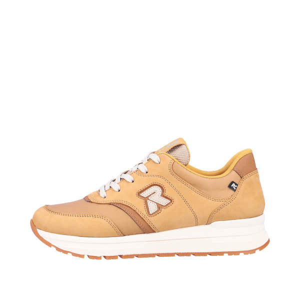 Rieker 40801-68 Ladies Butterscotch Leather & Textile Lace Up Trainers-elevate your sole