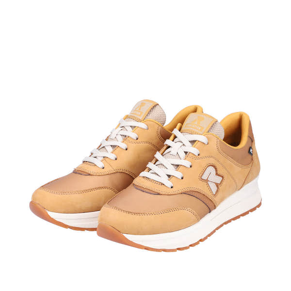 Rieker 40801-68 Ladies Butterscotch Leather & Textile Lace Up Trainers-elevate your sole