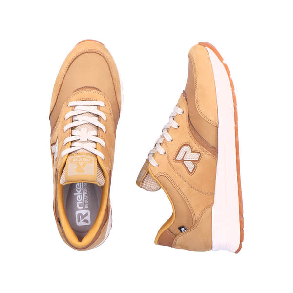 Rieker 40801-68 Ladies Butterscotch Leather & Textile Lace Up Trainers-elevate your sole