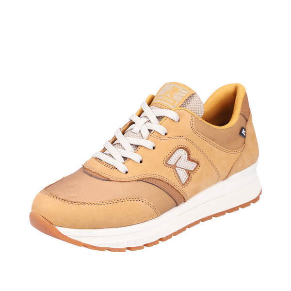 Rieker 40801-68 Ladies Butterscotch Leather & Textile Lace Up Trainers-elevate your sole