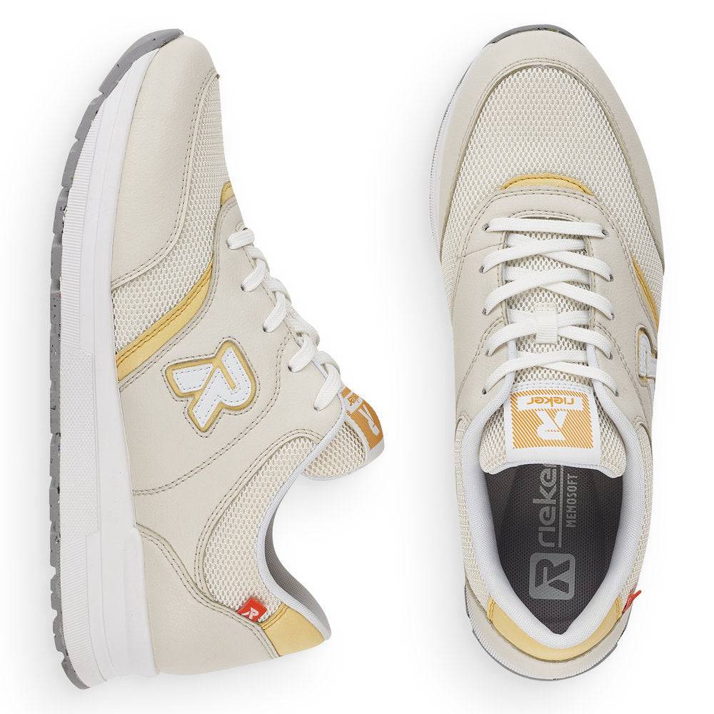 Rieker 40801-82 Ladies Off White Textile Lace Up Trainers-elevate your sole
