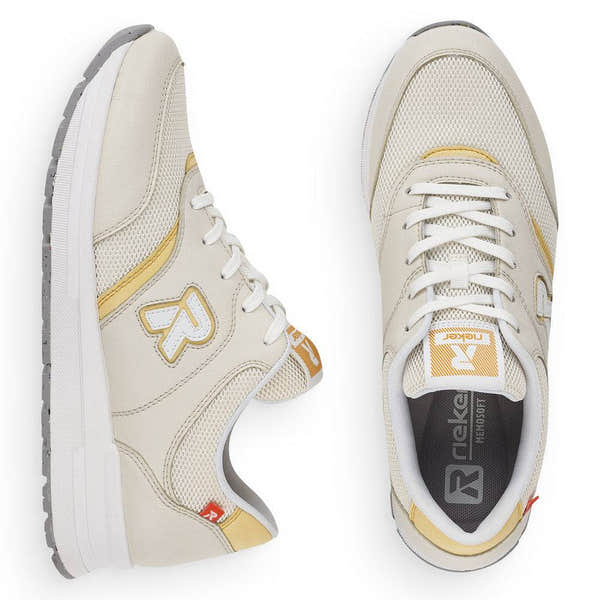 Rieker 40801-82 Ladies Off White Textile Lace Up Trainers-elevate your sole
