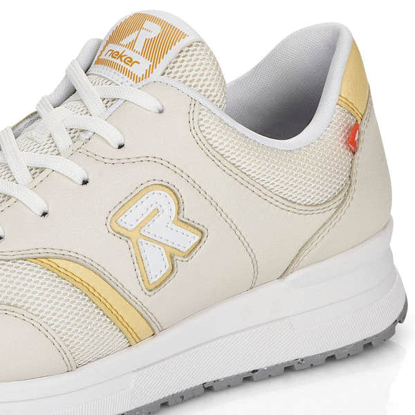 Rieker 40801-82 Ladies Off White Textile Lace Up Trainers-elevate your sole