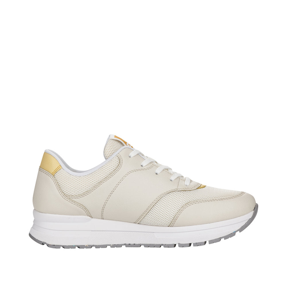 Rieker 40801-82 Ladies Off White Textile Lace Up Trainers-elevate your sole