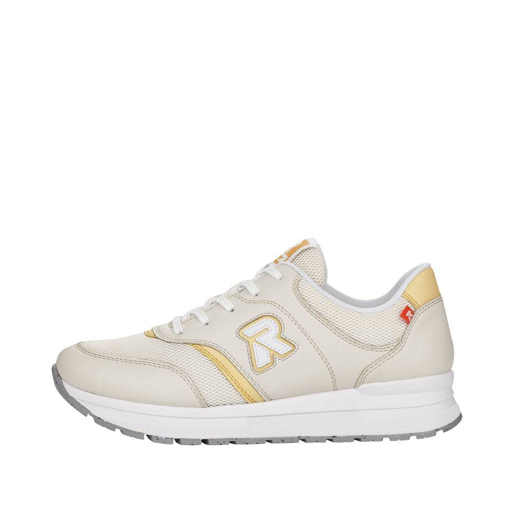Rieker 40801-82 Ladies Off White Textile Lace Up Trainers-elevate your sole