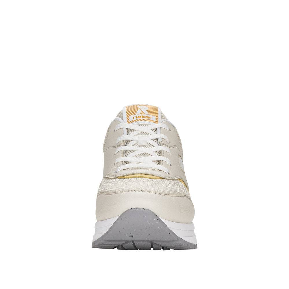 Rieker 40801-82 Ladies Off White Textile Lace Up Trainers-elevate your sole